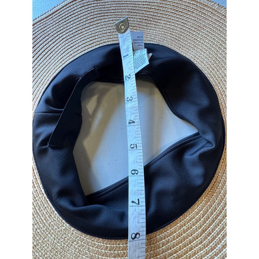 A New Day Womens Wide Brim Floppy Sun Hat Tan Black Paper Blend Beach Hat - Picture 6 of 6